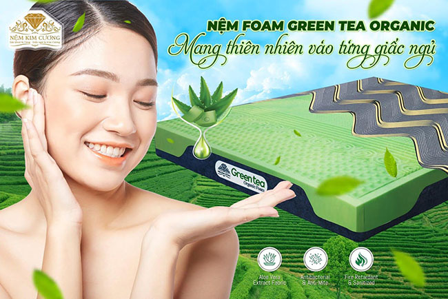 Đệm Foam Massage Green Tea Kim Cương