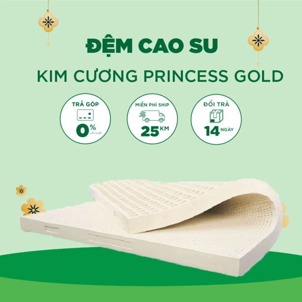 Nệm cao su xuất khẩu Princess Massage Kim Cương