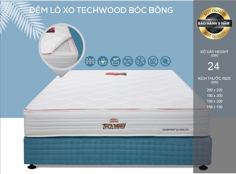 Đệm lò xo Techwood bóc bông